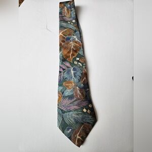 Alexander Julian Floral Tie in Blue and Brown